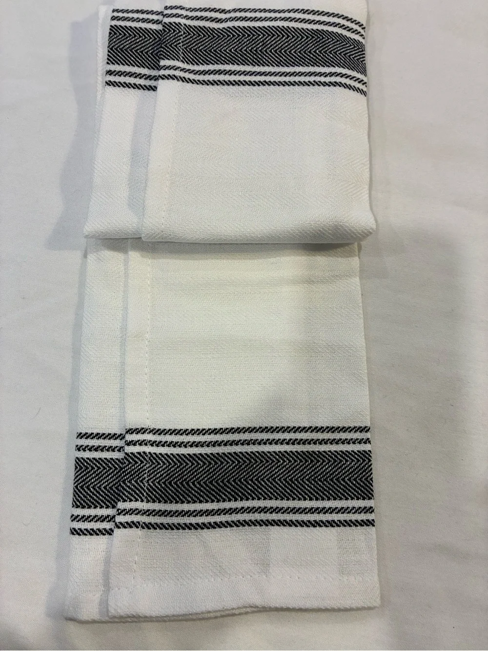 Novelty Tea Towel W/ Black Text Multi Stripe Detail 100% Cotton NEW W/ Tags